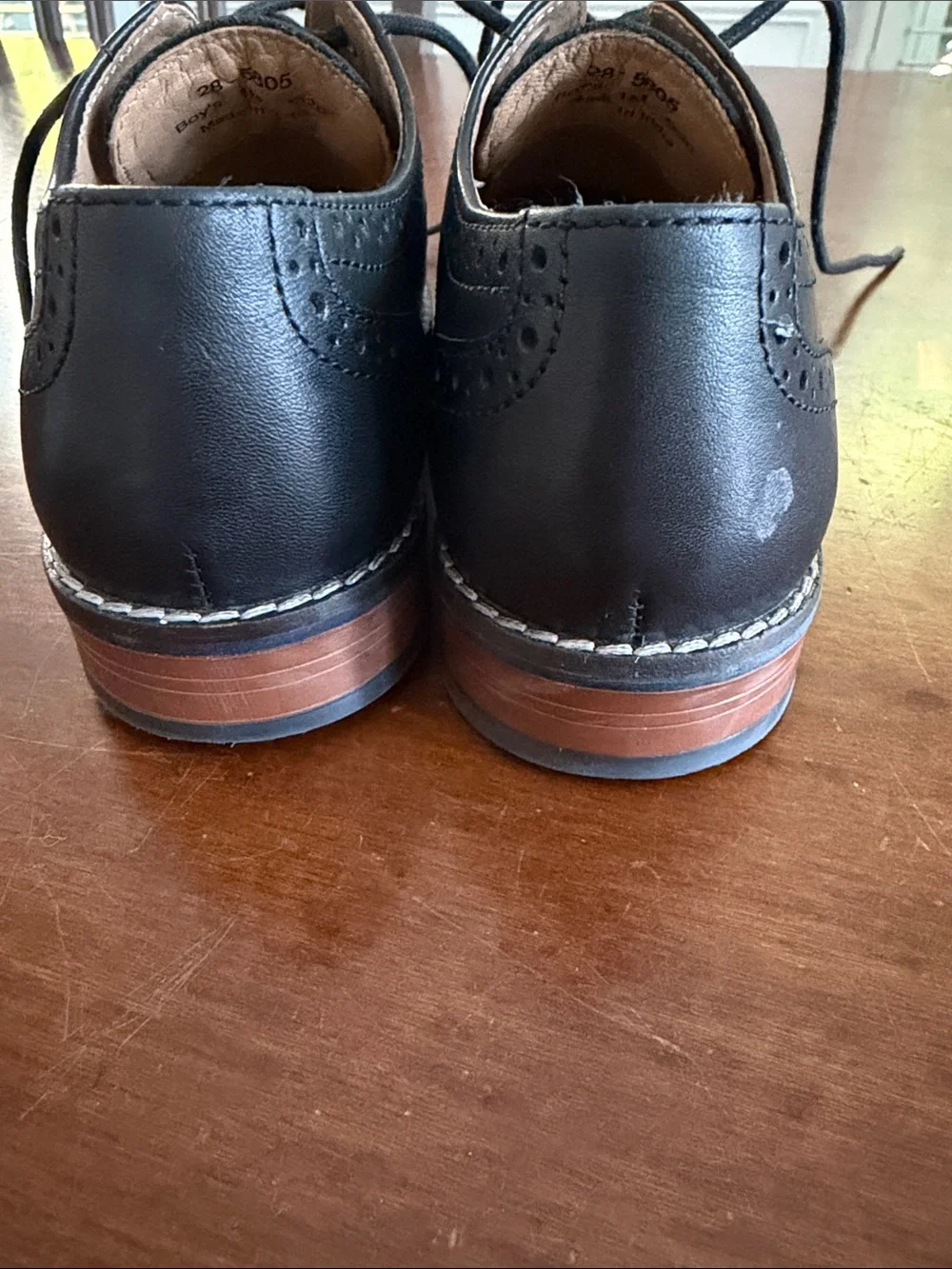 Johnston & Murphy Black Boys' Leather Wingtip Lace-Up Shoes